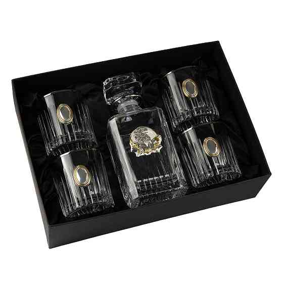 Набір для віскі Boss Crystal Генеральский (графин + 4 келихи) декорований золотом і сріблом Вінниця