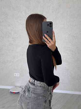 Женский базовый боди с длинным рукавом микродайвинг Черный Одесса