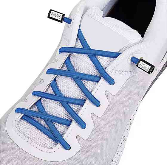 Шнурки еластичні без зав'язок з пластиковими фіксаторами Синій Смела