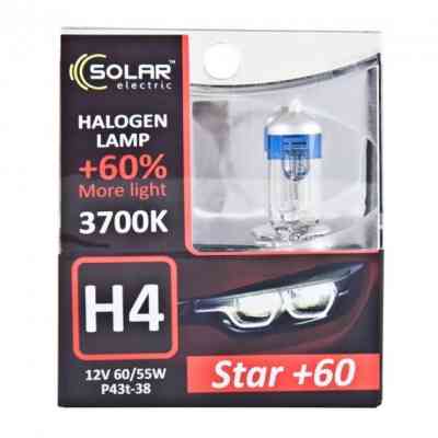 Автолампа SOLAR H4 12V 60/55W P43t-38 Starlight + 60, (1234S2) Вінниця