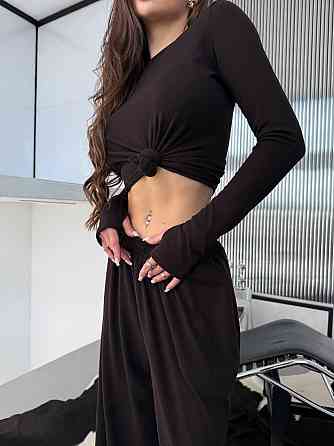 Женский прогулочный костюм двойка трикотаж термо Шоколад Одесса