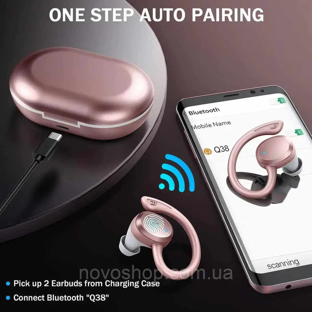 Уценка Беспроводные наушники Rulefiss Q38 Bluetooth 5.3 Hi-Fi TWS с HD-микрофоном, IP7, 48 часов автономной работы Киев - изображение 3