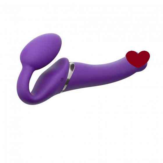 Безремінний страпон з вібрацією Strap-On-Me Vibrating Violet M, діаметр 3,8 см, пульт ДК, регульований Sex Aura Київ