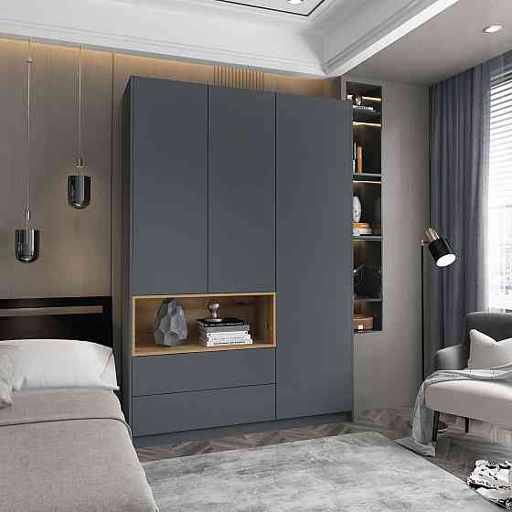 Шкаф для одежды с нишей Doros Дэйл 150х52х220 см Графит/Дуб евок (DRS-011282) Днепр