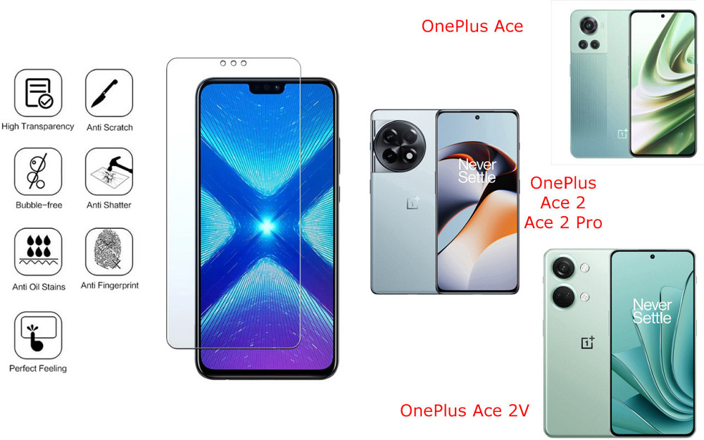 Защитное стекло NeoGlass для OnePlus Ace, Ace 2, Ace 2 Pro, Ace 2V – ультрапрозрачное и устойчивое Киев - изображение 4