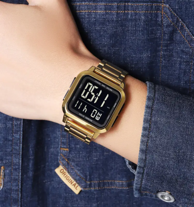 Часы мужские электронные наручные Skmei 2133 Золотистый Винница - изображение 8