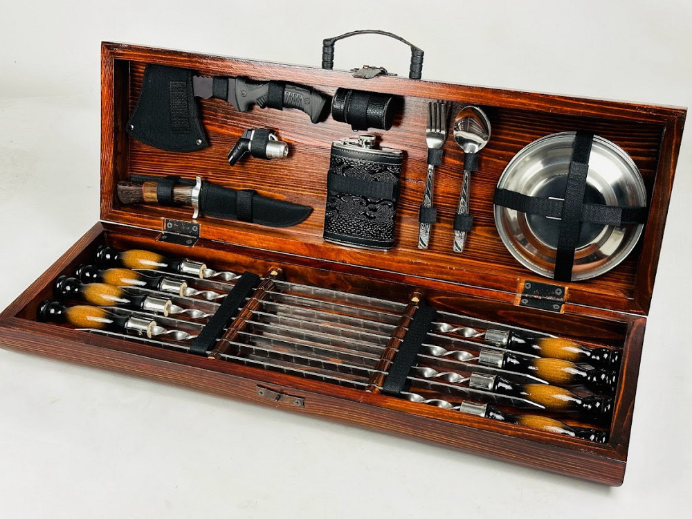 Подарунковий набір шампурів у дерев'яному кейсі ПІКНІК LUX HAPPY DAYS Тернопіль - фото 2