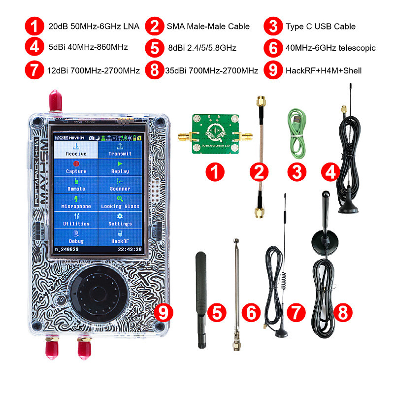Радиостанция HackRF One PortaPack H4 с 5 антеннами Киев - изображение 4
