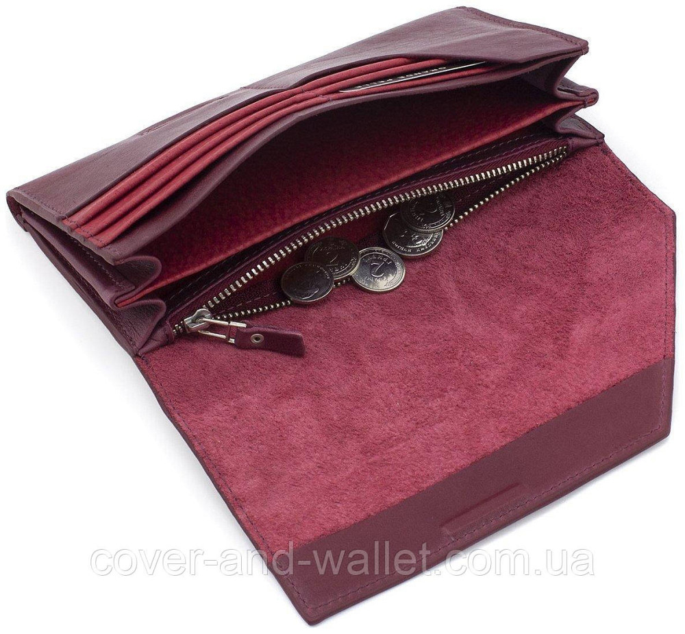 Бордовий жіночий гаманець з гладкої шкіри великого розміру Grande Pelle 19470 Київ - фото 5
