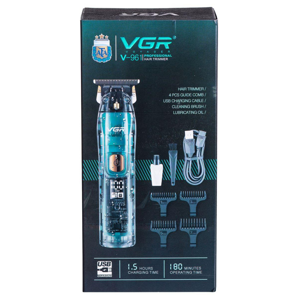 Тример для стрижки акумуляторний з 4 насадками Зелений VGR V-961 Київ - фото 10