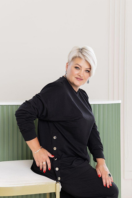 Жіночий стильний повсякденний костюм двонитка Чорний, 54/58 Одеса - фото 2