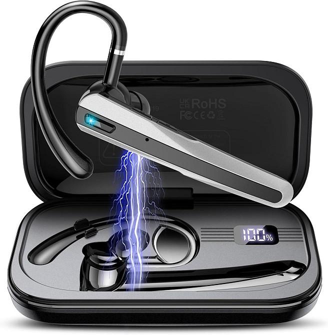 Bluetooth-гарнитура N19 V5.3 беспроводная гарнитура Hands-Free с двойным микрофоном с шумоподавлением ENC Днепр - изображение 1