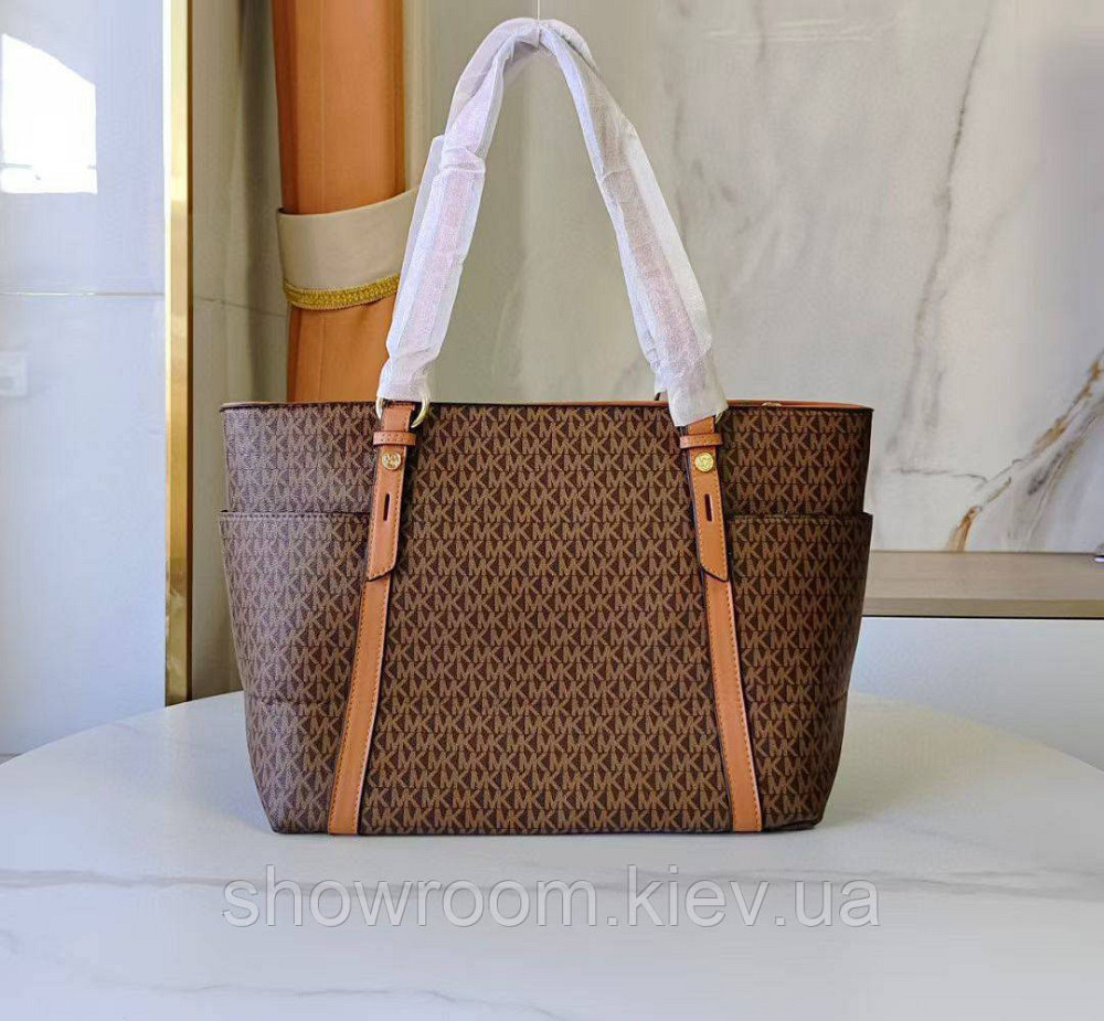 Женская сумка шоппер Michael Kors (55007) Lux коричневая Киев - изображение 3