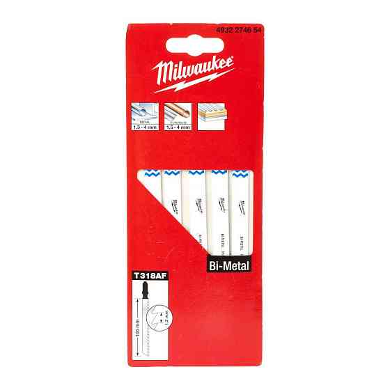 Полотна для лобзика Bi-Metal T318AF Bi-Metal MILWAUKEE, 105мм/ крок зуба 1,2мм, (5шт), (універсальні Одеса