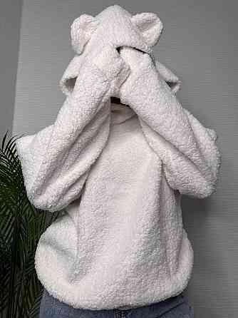 Жіноча тепла плюшева худі з вушками турецьке м'яке хутро Біле Одеса