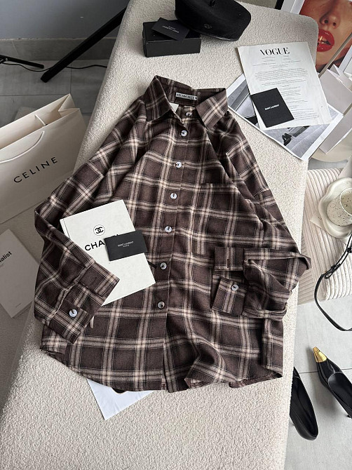 Жіноча трендова сорочка в карту батал турецька фланель Шоколадний 2 Одеса - фото 1