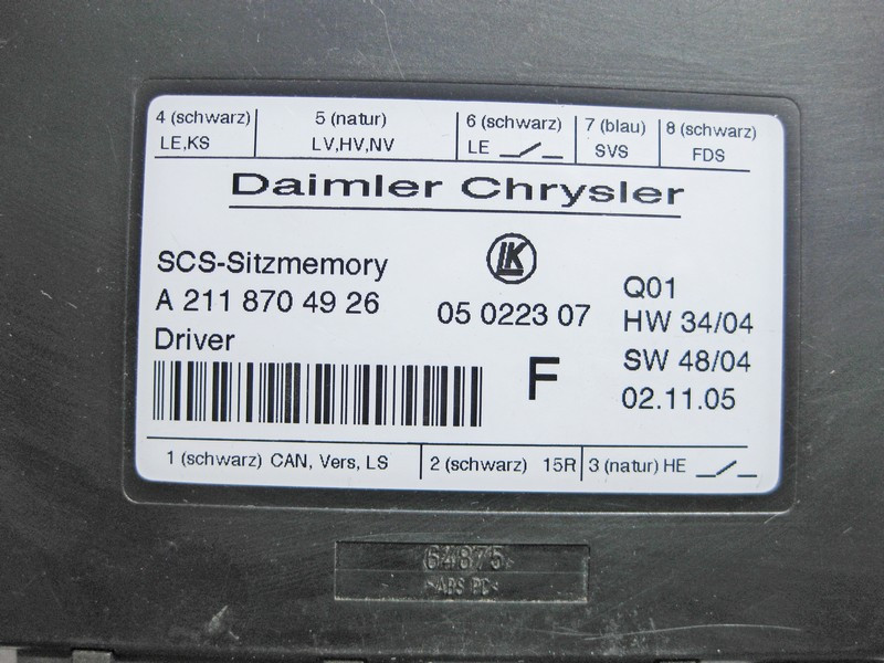 Mercedes-Benz  A2118704926 Блок управління лівого сидіння ML W164 GL 164 SLK R171 CLS C219 E-Class W211 R-Class W251 Одеса - фото 3