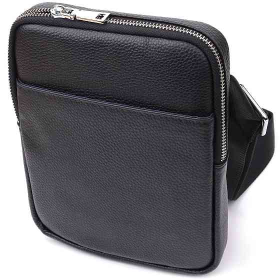 Зручна вертикальна сумка для чоловіків з натуральної шкіри Чорний (Vintage) Київ