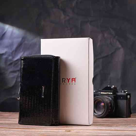 Интересное женское портмоне из лакированной фактурной кожи KARYA 21431 Черный Киев