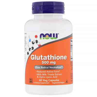 Амінокислота Now Foods Глутатіон, Glutathione, 500 мг, 60 вегетаріанських капсул (NOW-00104) Вінниця