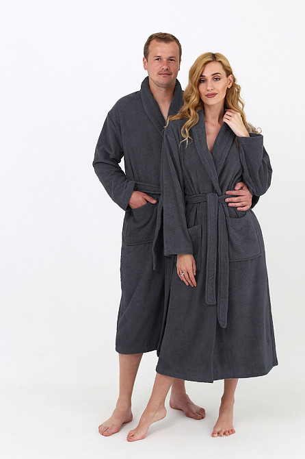 Чоловічий махровий халат Ideal Textile темно-сірий (56860775) Чернівці - фото 4