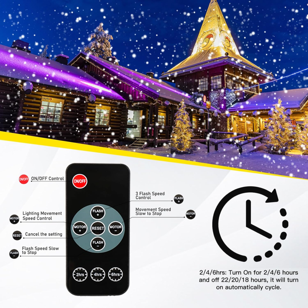 Світлодіодний проектор сніжинок Snowflake Lamp IP65, LED різдвяна ілюмінація для дому та вулиці, пульт, таймер, водонепроникний Київ - фото 3