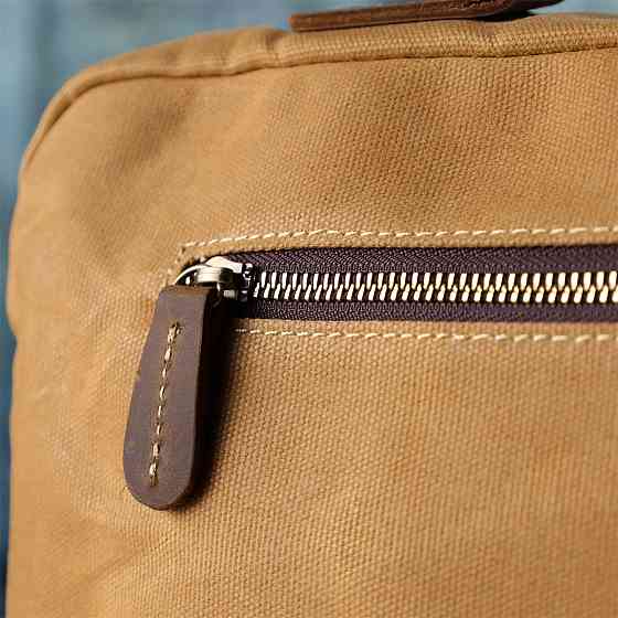 Стильный портфель из качественного текстиля из кожаными вставками Vintage 20874_1 Светло-коричневый Киев