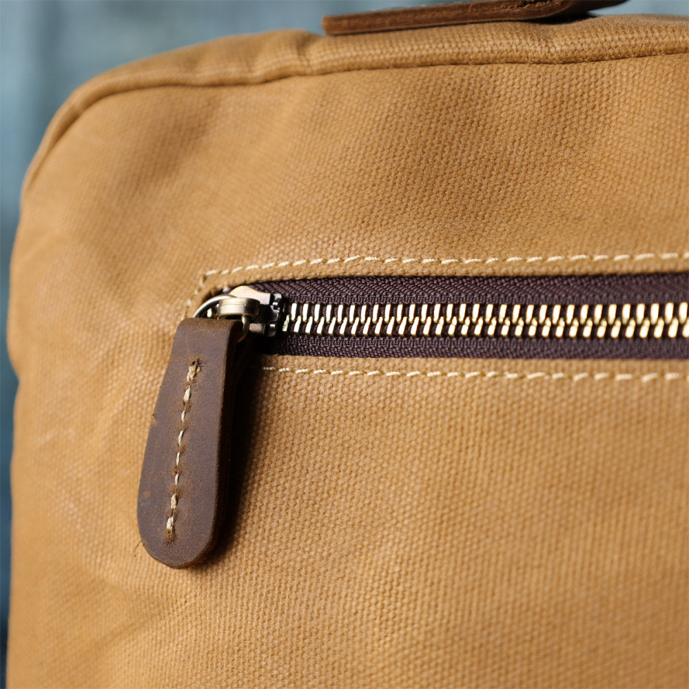 Стильний портфель з якісного текстилю зі шкіряними вставками Світло-коричневий (Vintage) Київ - фото 3