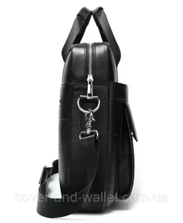 Мужская кожаная деловая сумка для ноутбука черного цвета ST Leather Киев