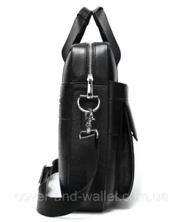 Мужская кожаная деловая сумка для ноутбука черного цвета ST Leather Киев - изображение 4