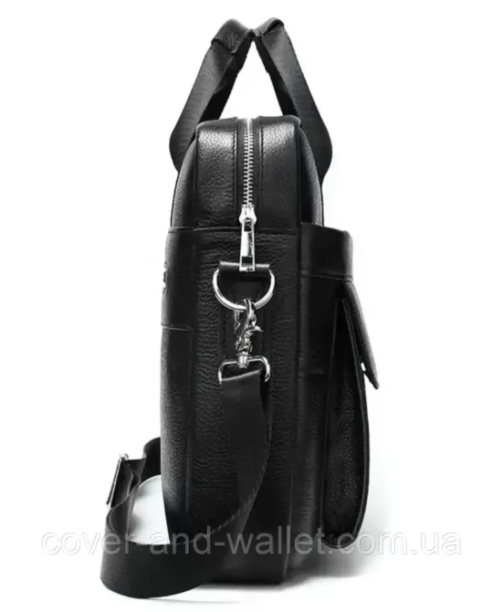 Чоловіча шкіряна ділова сумка для ноутбука чорного кольору ST Leather Київ - фото 4