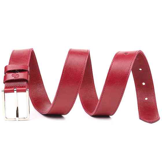 Оригінальний яскравий ремінь із натуральної шкіри Grande Pelle 21458 Бордовий Київ