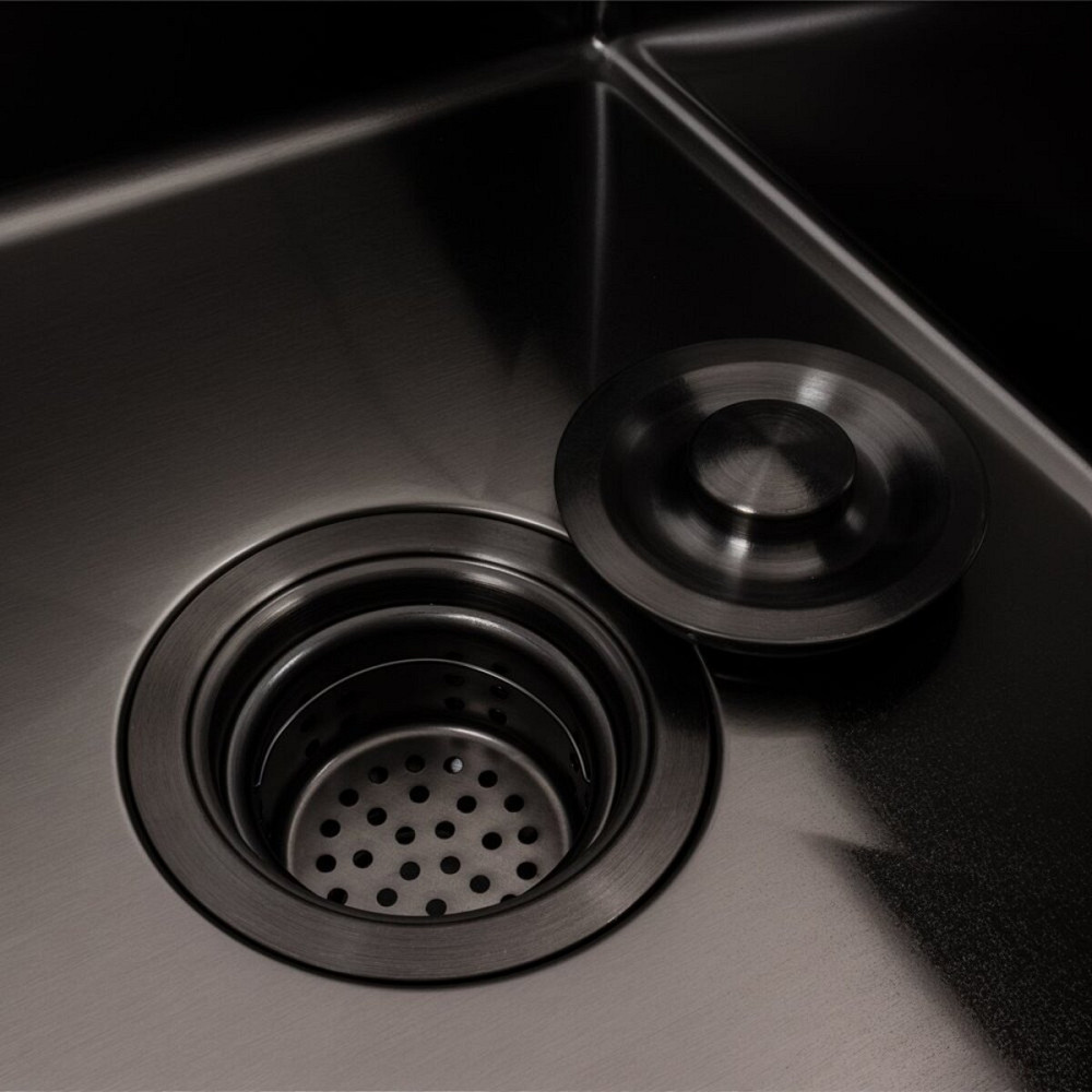 VALESO Кухонна мийка CM 58*48 R чорна PVD VALESO Handmade (круглий сифон 3,0/0,8) Киев - изображение 6