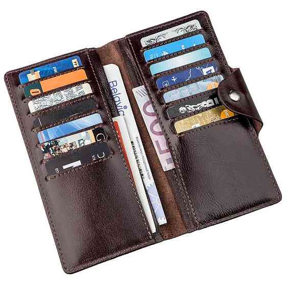 Бумажник мужской вертикальный на кнопках SHVIGEL 16175 Коричневый Киев