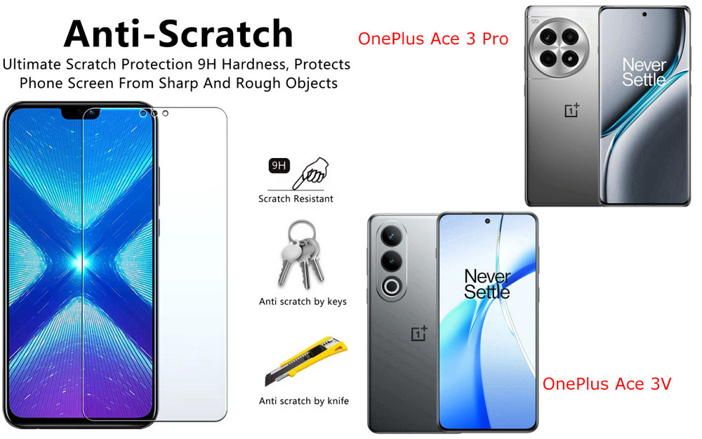 Защитное стекло NeoGlass для OnePlus Ace 3 Pro, OnePlus Ace 3V – ультрапрозрачное и устойчивое Киев - изображение 1