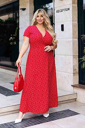 Довга літня сукня у квітковий принт "Bestie" | Норма і батал Червоний, 50 Київ