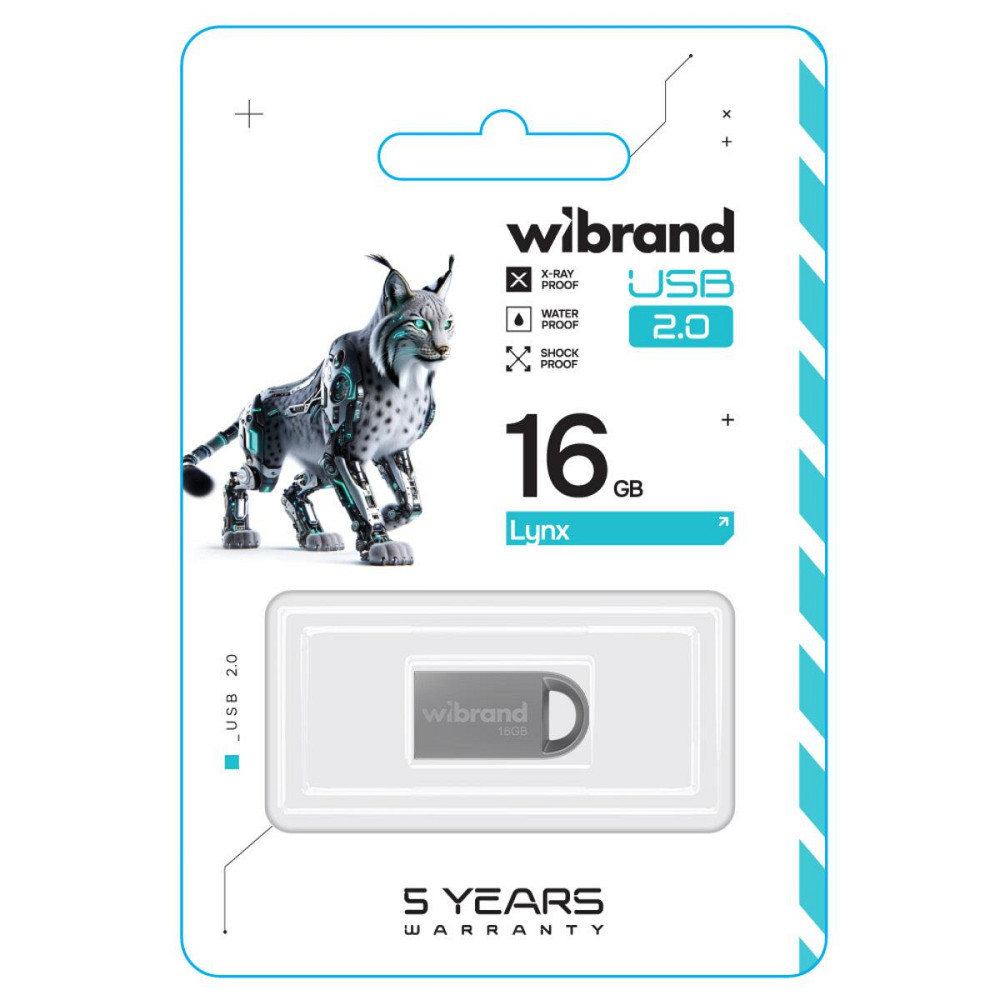 Флешка flash Wibrand USB 2.0 Lynx 16Gb Silver WI2.0 / LY16M2S Одеса - фото 2