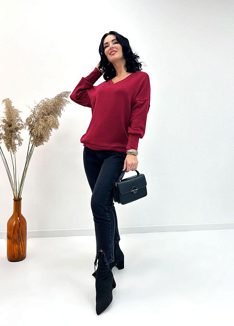 Жіночий пуловер з ангори "Lamia" оптом | Норма 46-48, Бордовий Київ - фото 2