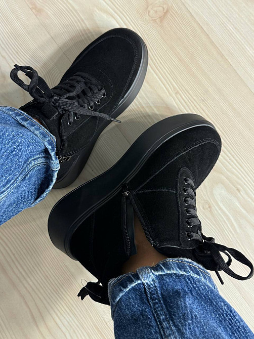 Ботинки женские Hengji 280-6 зимние на меху на темной подошве замшевые черные, 36, 23 см Киев - изображение 18