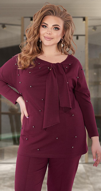 Комфортный костюм с жемчугом большого размера (48) Киев - изображение 1