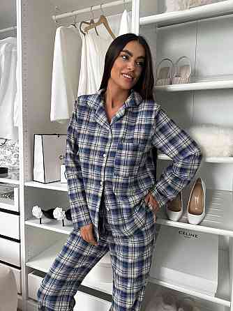 Жіноча домашня повсякденна картата піжама з фланелі. джинсовий, 42/44 Одеса