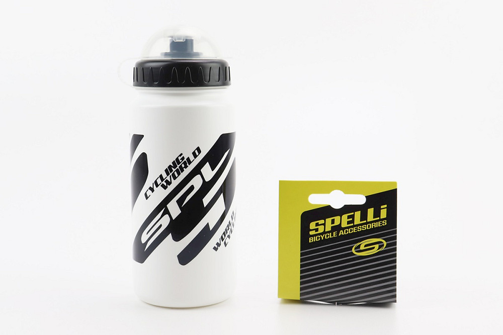 Фляга пластикова 600мл, з захисною кришкою, біло-чорна SWB-528-M Київ - фото 1