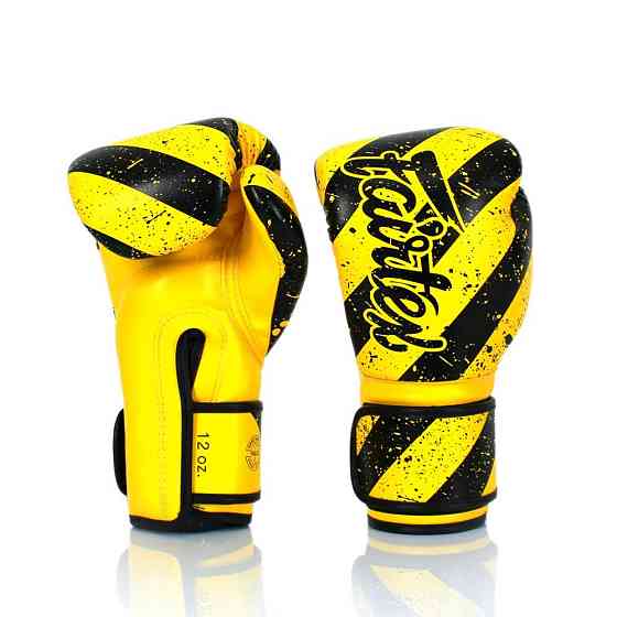 Боксерські рукавиці Fairtex BGV14Y Yellow/Black 10 унцій (бинти в комплекті) Каменское