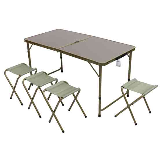 Lugi Раскладной стол + 4 стула кемпинговый набор для пикника, рыбалки, отдыха, туризма Зеленый Коломия