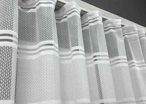 Короткий тюль жакард, висотою 2м, колір білий з капучино 1944т Київ