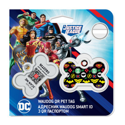 Адресник для животных WAUDOG Smart ID с QR паспортом "Супергерои логомания" кость 40х28 мм (0640-1014) Винница - изображение 5