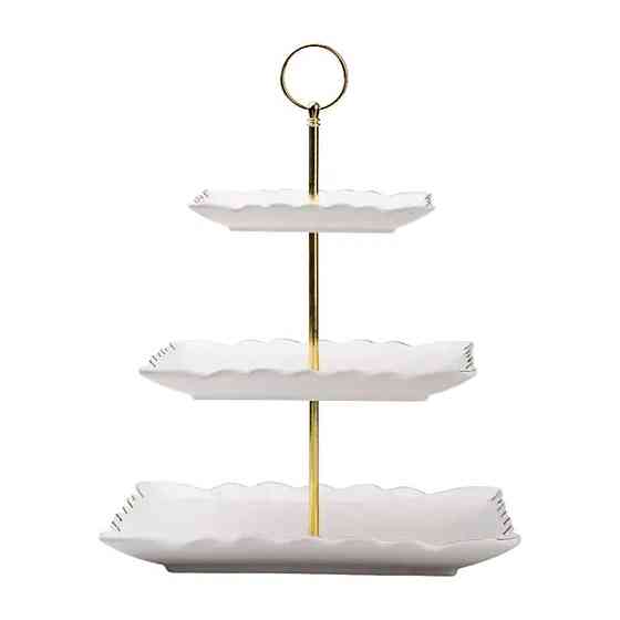 Этажерка для фруктов и десертов 3- ярусная квадратная, белая HP-7-730 Киев