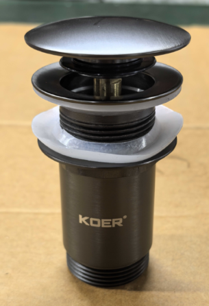 Донний клапан для раковини Koer PW-08-07 1 1/4" без переливу автоматичний CLICK-CLACK (Колір графіт) (KR6484) ( 15530 ) Харків