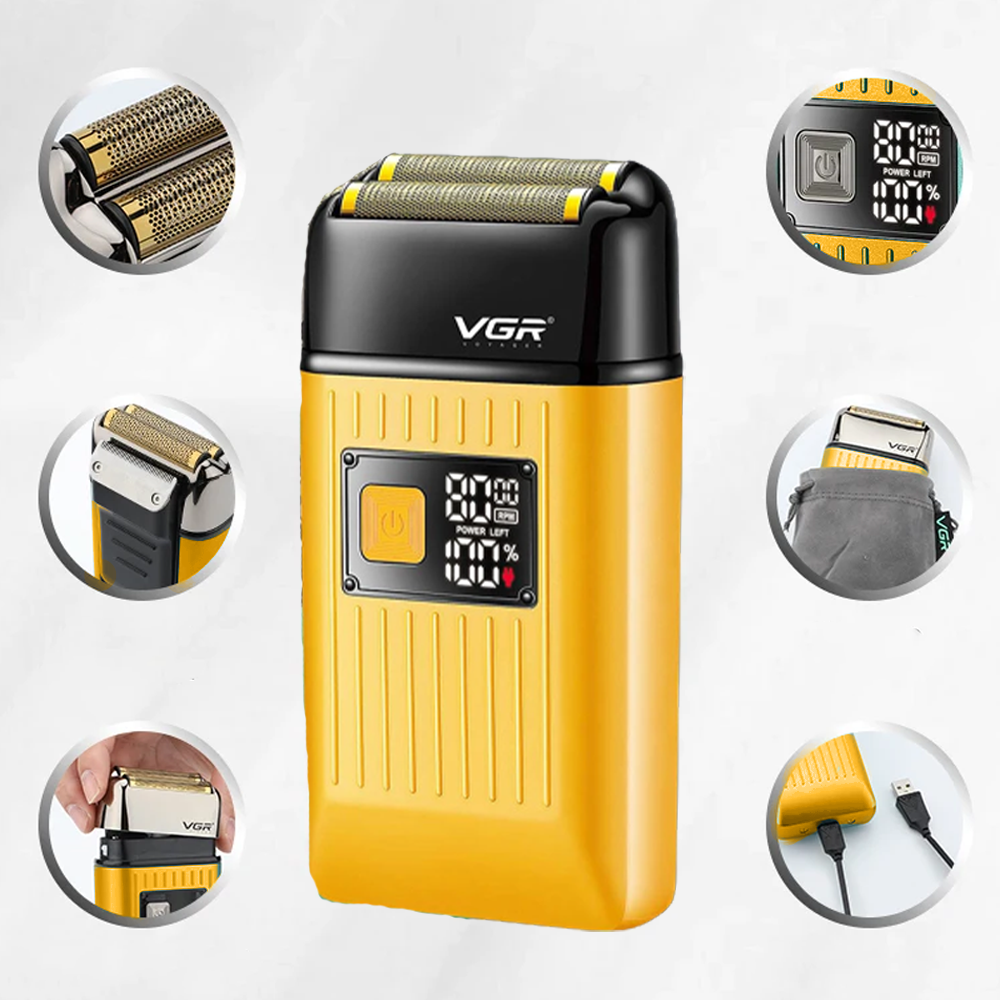 Электробритва шейвер VGR V-357 с USB и LED дисплеем,Желтая SBR Киев - изображение 8