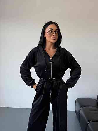 Женский стильный повседневный велюровый костюм двойка Одесса